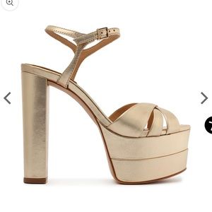 Schutz Keefa High Metallic Leather Sandal